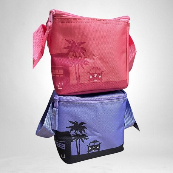 Trader Joes Mini Insulated Tote Bag Bundle Pink & Lavender Set Of 2 NEW - Picture 2 of 5